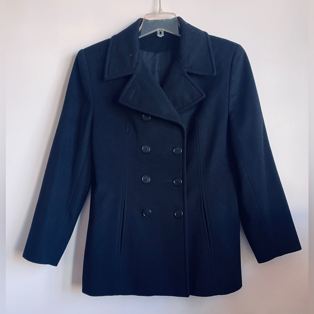 Size 6 Jones New York Black Wool Pea Coat